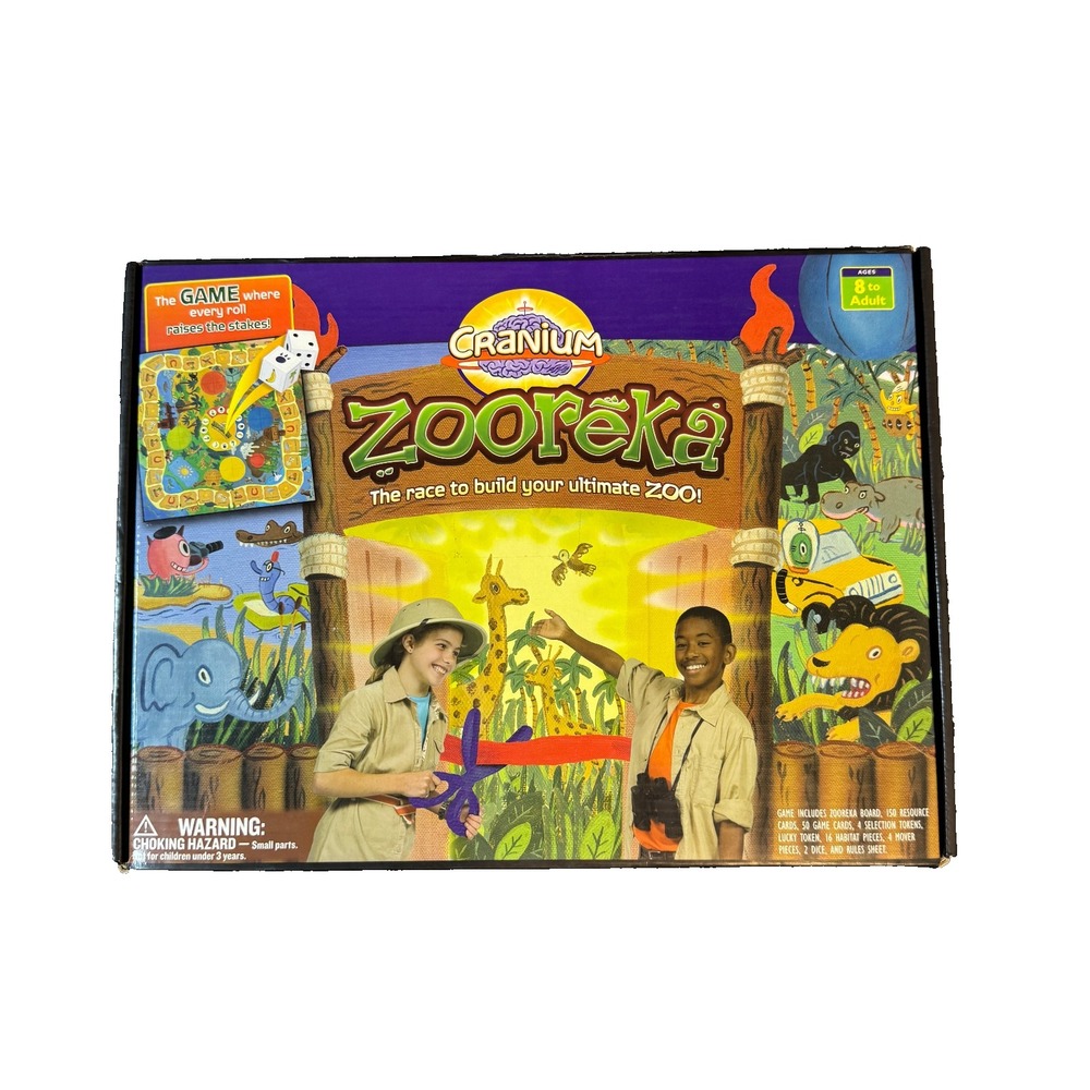 Cranium Zooreka Race to Build Your Ultimate Zoo Family Board Game 2006 Complete